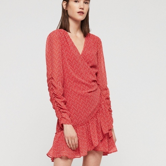 Allsaints Flores Heart Print Mini Dress Size XS VGUC - Picture 1 of 5